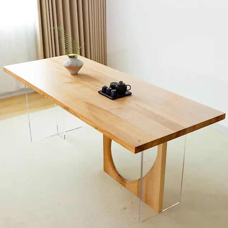 Innovative Special Solid Wood Acrylic Dining Table Solid Wood Top Dining Table 31.49 W x 62.99 L